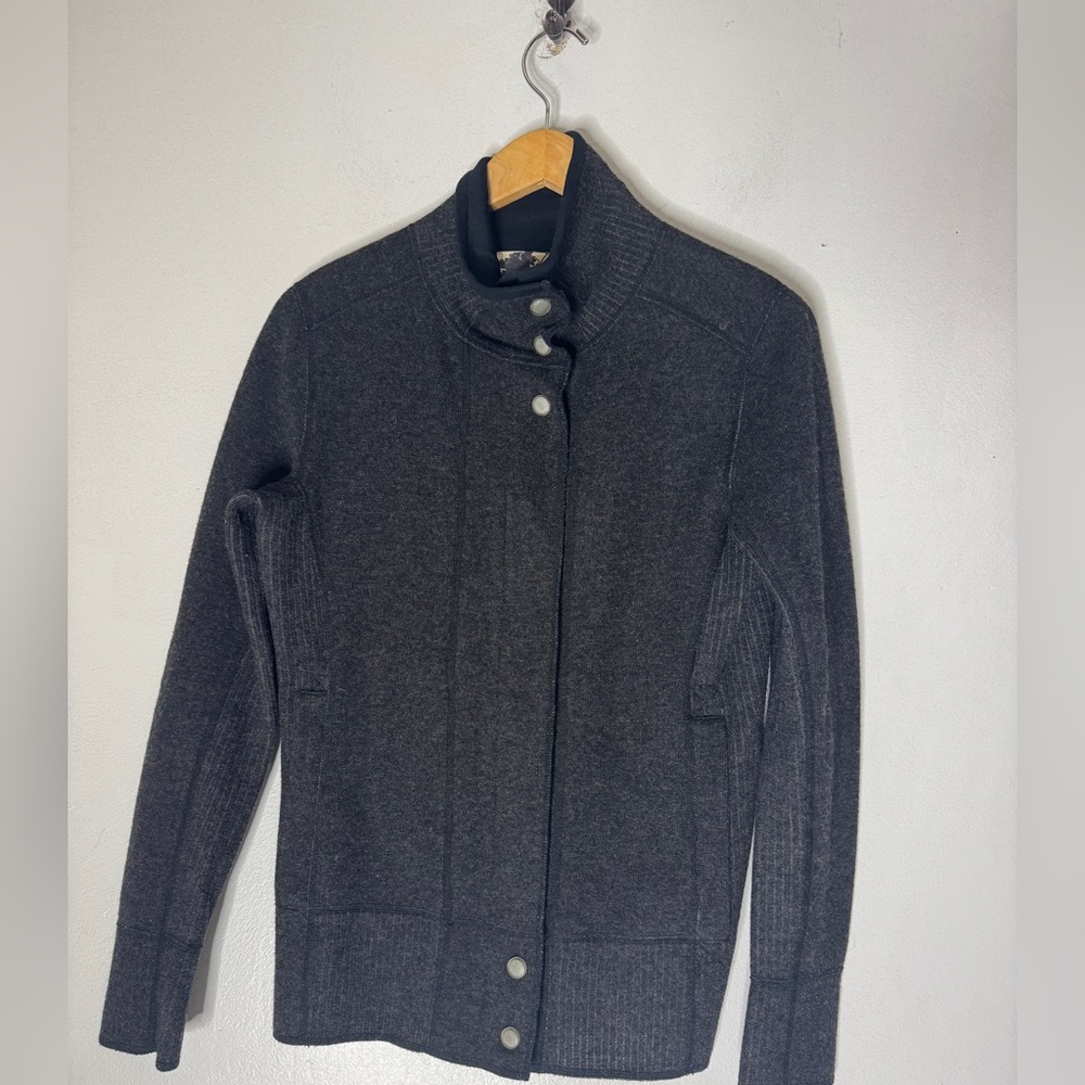 Title Nine Wool Blend Sweater Jacket Womens Small Dark Gray Full Zip